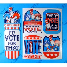 Eureka Cat In The Hat Sticker Badge Sheet & Bookmark Set Eureka