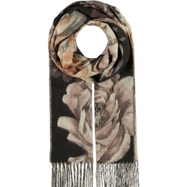 Giorgio Rimaldi Scarf 30 x 180 cm - Softer than Cashmere - Made in Germany - Scarf with Flower Motif for Women - Perfect for Autumn and Winter, black