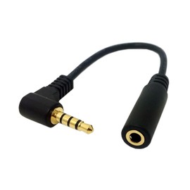 cablecc 3.5mm 4 Poles Audio Stereo Male to Female Extension Cable 10cm Black 90 Degree Right Angled