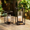 Staymoment Black Metal Lantern Decorative Set of 2 with Hurricane