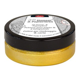 Viva Decor®️ 3D Stempel- & Papier-Farbe (Gold, 50ml) Stempelfarbe für Papier, Karton, Stempelkissen - Bastelfarbe für Hochzeit, Scrapbook, Kinder uvm.