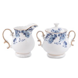 Agyiuns Ceramic Sugar and Creamer Set, 2 Piece Set Sugar Bowl with Lid for Coffee and Tea Serving Set
