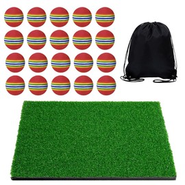 ARESACHI Golf Practice Equipment Golf Practice Mat Approach Practice Indoor Storage Bag Practice Balls 20pcs
