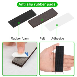 Rectangle Non Slip Furniture Pads 8 Pieces 1x4 inch, Anti Slip Rubber Furniture Pads, Furniture Grippers for Hardwood Floors, Rubber Furniture Feet, Furniture Stoppers to Prevent Sliding