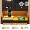ADORNEVE Tall Night Stand with Charging Station and LED Lights,49.2"
