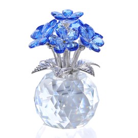 Movdyka Crystal Forget-Me-Not Bouquet Figurines Gifts for Her Blue Flowers Ornaments for Living Room Romantic Presents for Women Mum Friends Birthday Anniversary