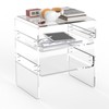 Acrylic 2-Tier Side Table with Storage Mini Modern End Table/Nightstand