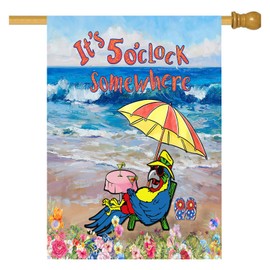 Dingtaifeng It'S 5 O'Clock Somewhere Garden Flag 28x40 Inch Outdoor Decoration Banner Spring Summer Tropical Beach House Flags Yard Farmhouse Garden Deco Indoor Sign, Colour 1-1