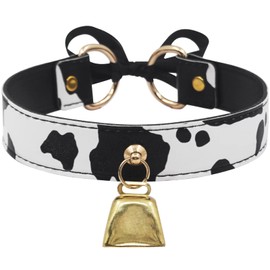 paloli Basic Cow Print Bell Collar Choker Necklace for women
