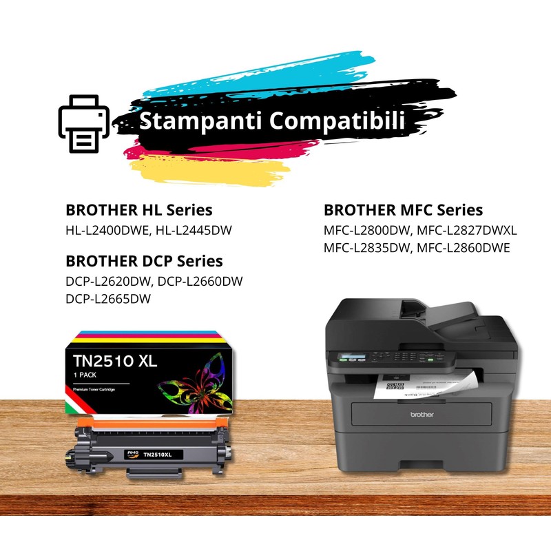 2 x TN2510XL 3000 Pages High Capacity Toner Compatible with
