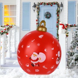 Christmas Inflatable Ball 60cm Giant Christmas Balls Inflatable PVC Christmas Baubles Outdoor Large Christmas Xmas Balls Ornaments for Wedding Festival Home Decor Yard Lawn Garden Outside Decor