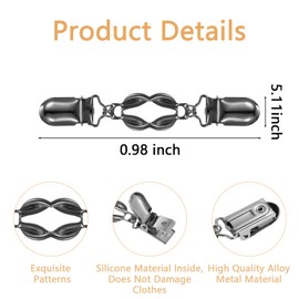 ElevateTech Pack of 4 Vintage Pullover Clips, Vintage Cardigan Clips, Clothes Clips, Waist Cardigan Clip, Waist Tightener, Closure Clip, Matching Alloy Cardigan Clip (Gold, Silver, Black)