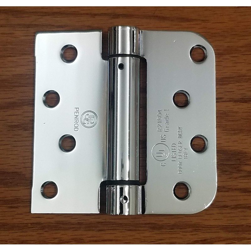 Spring Self-Closing Hinges, 4 Inch Square with 5/8 Inch Polished