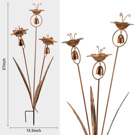 WSgift Metal Calla Lilies Flowers with Bells for Outside Yard Art Bronze Wind Chime