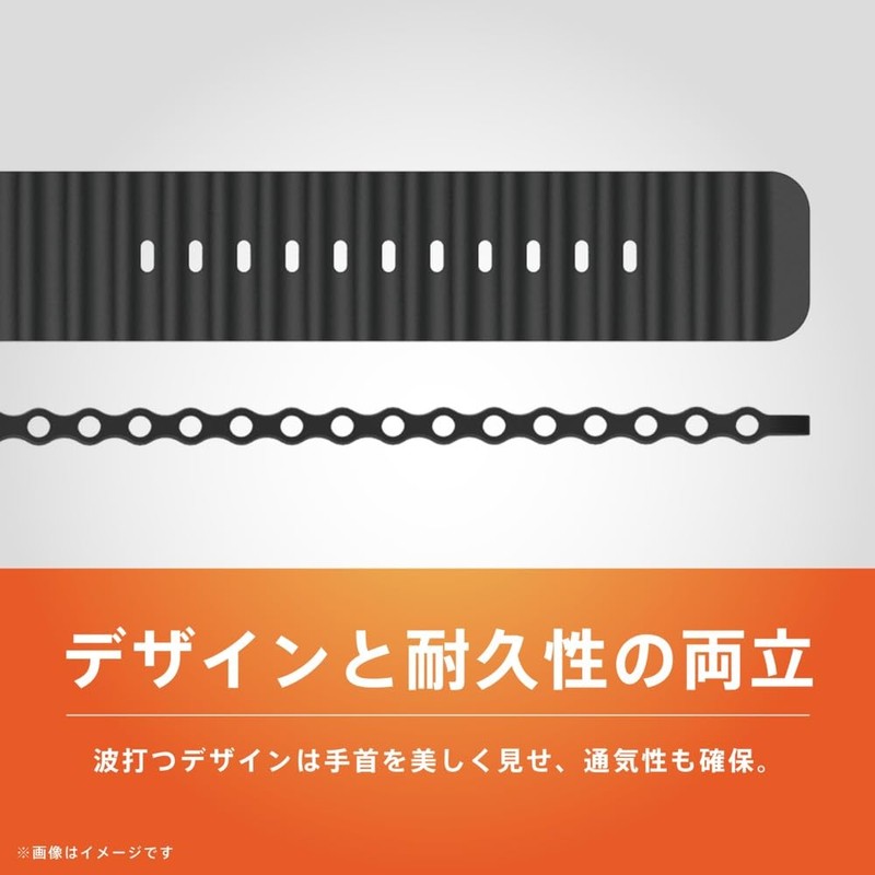 TRINITY トリニティ 互換品 肌触りさらさら 消臭機能付き エラストマーウェーブバンド AppleWatch42mm/41mm/40mm/38mm用 TR-AW26S-ABEW-BK