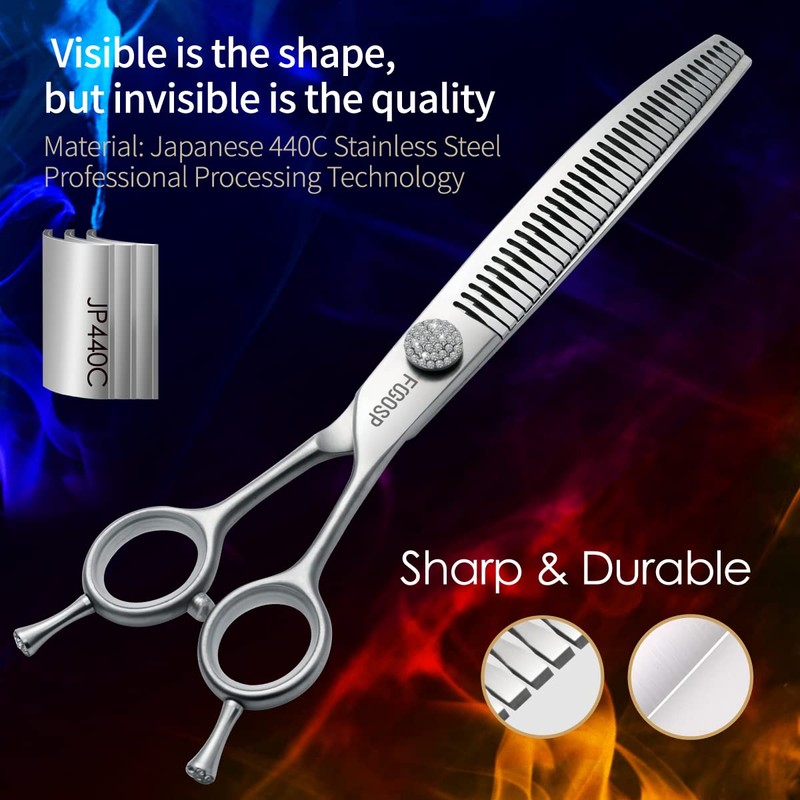 FOGOSP 7.0'' Curved Chunkers Shears for Dog Grooming Professional Magic