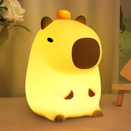 BemeedLigt Capybara Night Light,Cute Silicone Squishy LED Animal Lamp,Dimmable Nursery Nightlight,Rechargeable Bedside Table Lamp with Touch Control,Xmas Birthday Gifts for Toddler,Breastfeeding