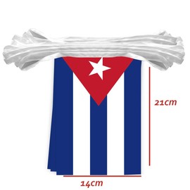 Pack of 30 Cuba Flag Chain Flags, 10 Metres Cuban Rectangle Rope Flags, Decorative Banners Used to Decorate Courtyards String Cuba
