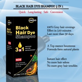 CSFDXD Black Hair Color Shampoo for Gray Coverage - New Upgrade 3-in-1 Herbal Long-Lasting Formula for Women & Men