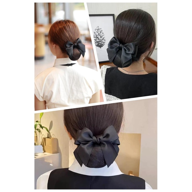 Chignon Net Barrette with Bow Bun Hair Net Set of
