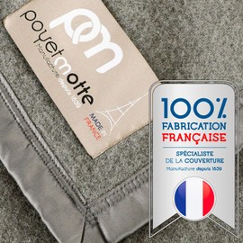 Poyet Motte Rivoli Solid 400GSM 100% Virgin Wool Blanket, Medium/Heavy Weight, Machine Washable (Grey Solid, Full/Queen Size)