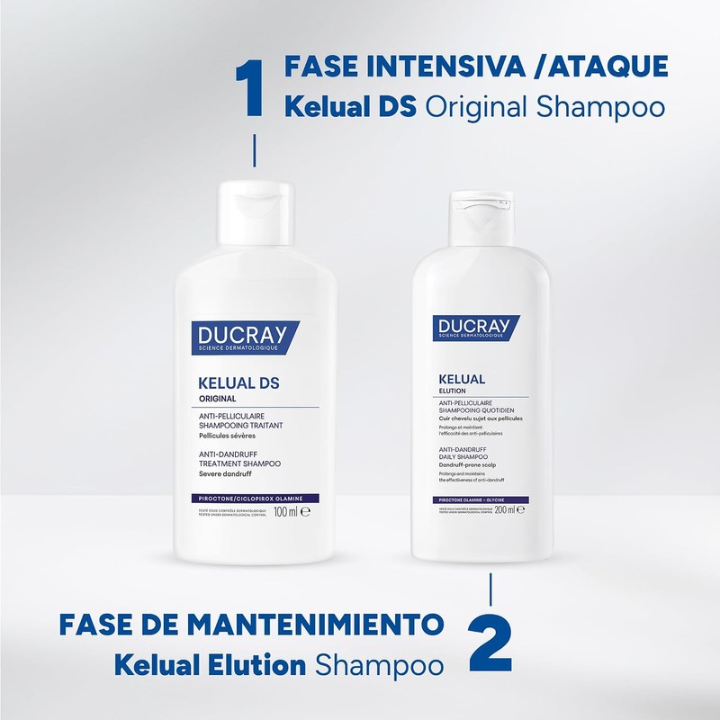 DUCRAY, Kelual Elution Shampoo Reequilibrante, Alternancia Anticaspa, Con Piroctona Olamina