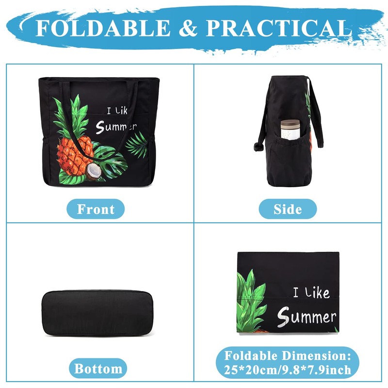 Beach Bag for Women,VASCHY Lightweight Large Water Resistant Sandproof Fold-able