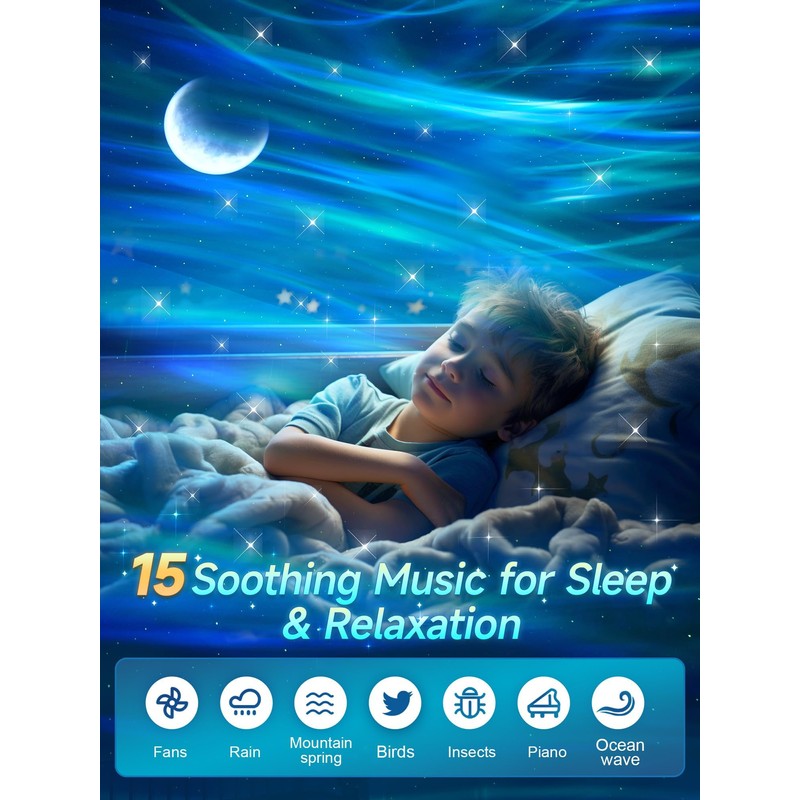 Northern Lights Projector,180 Lighting Modes Galaxy Projector for Bedroom,15 White
