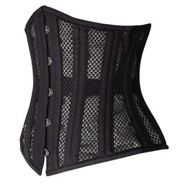SHAPERX 26 Double Steel Boned Breathable Mesh Corset Heavy Duty Waist Training Shaper, SZ1996-Black-2XL