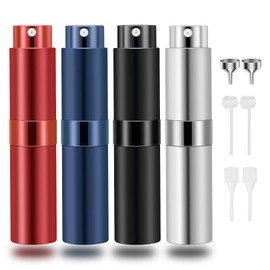 Saiveina 8ml Travel Atomizer Bottles, Refillable Mini Fragrance Bottles, Empty Cologne Sprayer, Pocket Perfume Dispenser (4 Pack)