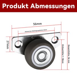 HAFRILY Pack of 4 Furniture Castors, Fixed Castors, Thickened Steel Plate Furniture Castors, Small, Universal Furniture Castors, Silent Castors for Furniture, Scratch-Free Castors, Small