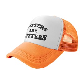 Spitters are Quitters Hat Funny Trucker Hats Adjustable Classic Fishing Cap for Men and Women Black, Orange, One Size-Medium