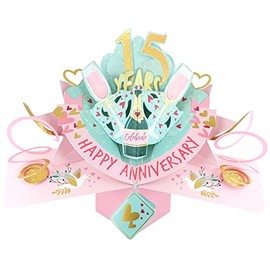 15 Years Happy 15th Anniversary Pop-Up Greeting Card Love Kate's 3D Pop Up Cards POP216MC15