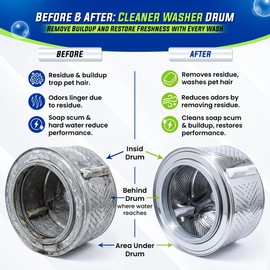True Fresh Washing Machine Cleaner Tablets 25 Pack for Front Load, Top Load & HE Washers, Helps Remove Odor-Causing Residue, Limescale & Grime, Deep Cleans Drum, Pump, Valve & Hoses, Septic Safe
