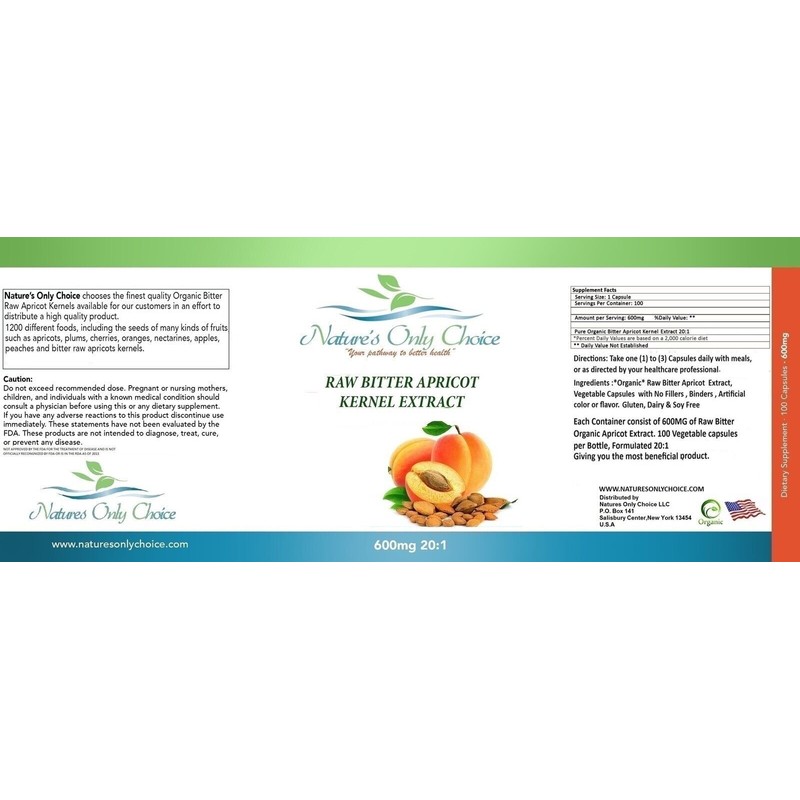 NATURE'S ONLY CHOICE LLC Apricot Capsule 20:1 600 Mg (100