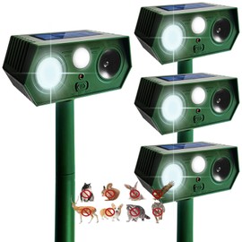 4 Pack 2025 Solar Animal Repeller Deer Repellent Devices Ultrasonic Cat Repellent Outdoor Motion Activated Animal Deterrent for Squirrel Rabbit Raccoon Skunk Dog Bird with Flash Lights for Yard Garden