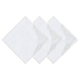 PACGOTH Women’s Handkerchiefs 100% Cotton, Ladies Embroidery Handkerchiefs, Dainty White Lace Weddings Hanky Gift for Her, Pattern 1 - 3pcs, 13.7*13.7"