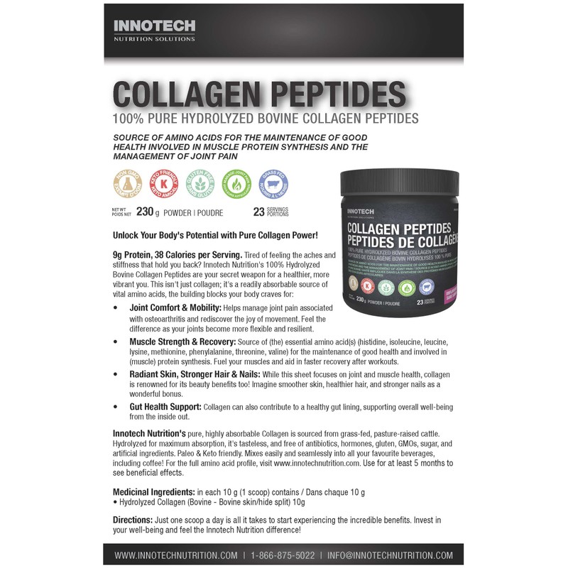 Innotech Nutrition Collagen Peptides Powder 230 g - Bovine, grass-fed,