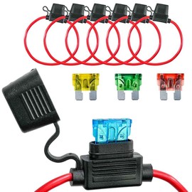 Selyse 6 Stück 10AWG Sicherungshalter für KFZ, LKW, Auto, Motorrad, wasserdicht mit Inline Flachsicherungen, Kupferkabel, Standard Sicherungen für Auto/Boot 2 * 20A 2 * 30A 2 * 40A