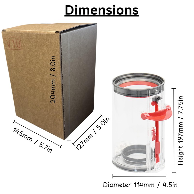 Noble Spares Replacement Dust Bin Compatible with Dyson Series V10,