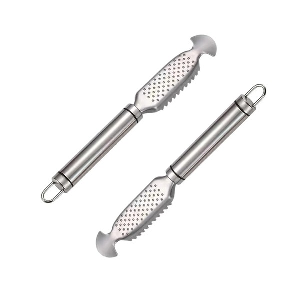 2 Pack New Fish Scales Scraping Tool, Fish scaler,Multifunction Stainless