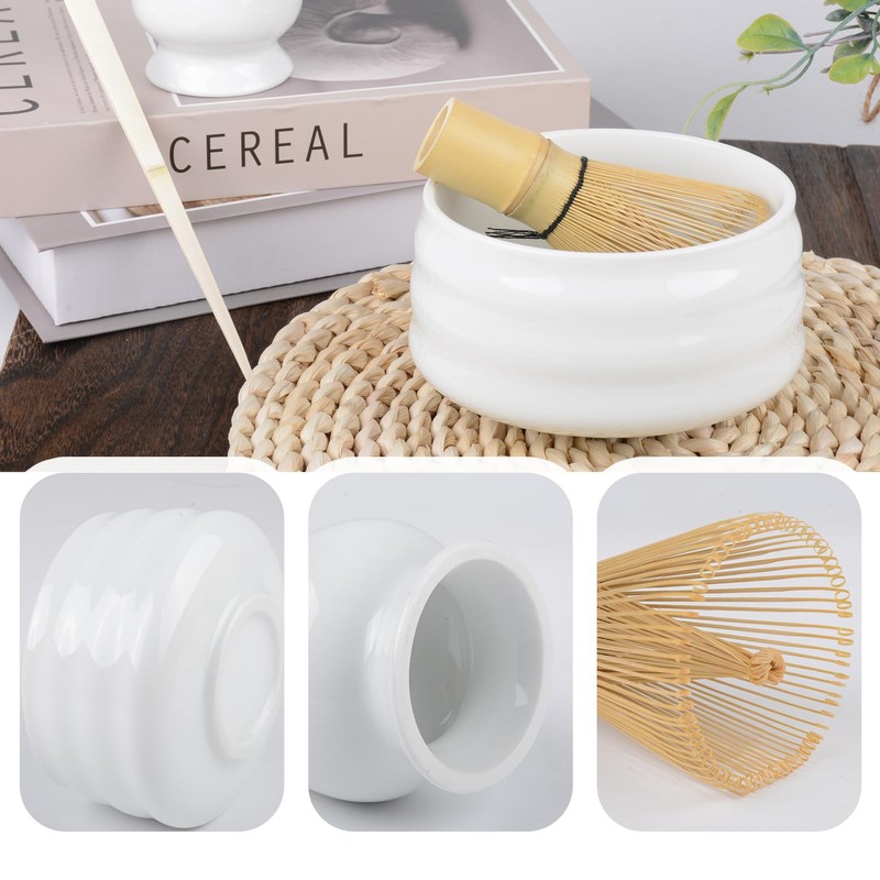Henrrida 4 PCS Matcha Set,Ceramics Matcha Bowl 19 Oz,Include Matcha