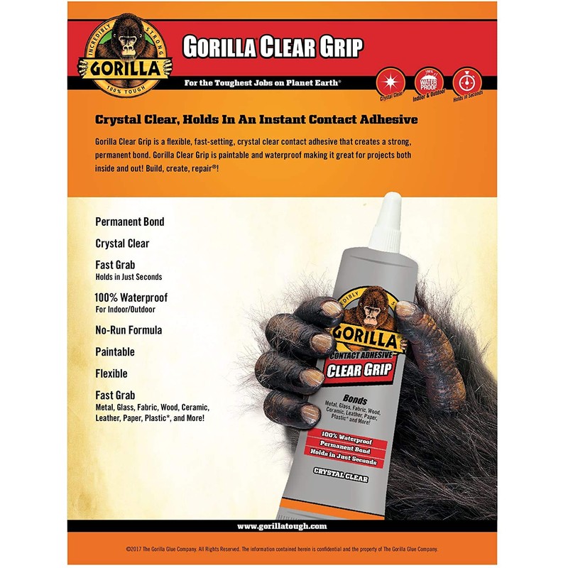Gorilla Clear Grip High Strength Contact Adhesive 3 oz.