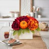 DILATATA Fall Decor Autumn Harvest Pumpkins Centerpiece - Artificial Peony