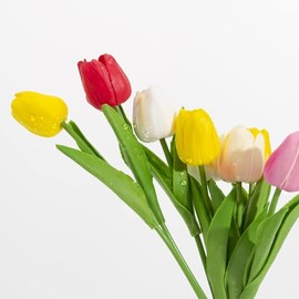 12 Tulipanes Artificiales Multicolor, de Tacto Real, de Poliuretano, para Decoración De Fiesta En Boda, Hogar, Evento, Centros De Mesa, Ramo De Boda