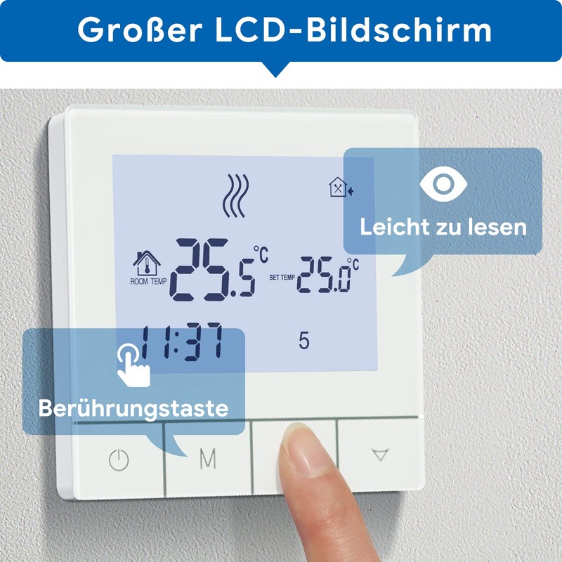 Beok Thermostat Underfloor Heating Water Thermostat Heating Digital Room Thermostat