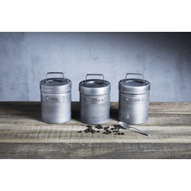 KitchenCraft Industrial Kitchen Vintage-Style Metal Coffee Canister, 1 L (1.75 pts), Grey