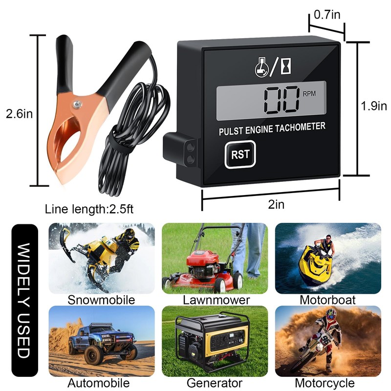 Chainsaw Tachometer-Digital Tachometer Tach Gauge Small Engine Tachometer Digital Display