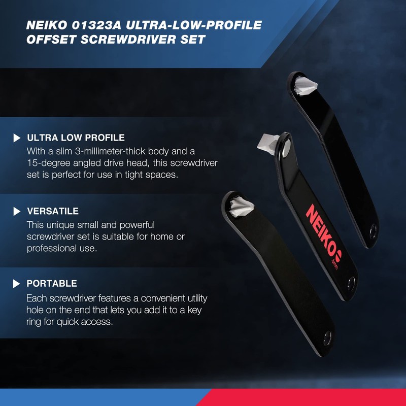 NEIKO 01323A Ultra Low Profile Offset Screwdriver Set | 5-Piece