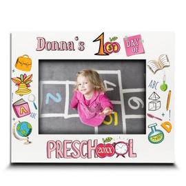 BELLA BUSTA-Personalize My First Day of Preschool Theme Picture Frame-Keepsake for Kids, Student -UV Print Picture Frame (5x7 Horizontal (Girl))